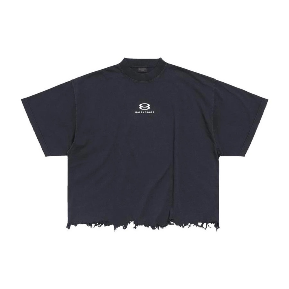 Balenciaga Black Distressed Short Sleeve Tee